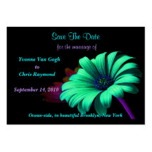 Save The Date Green Blue Daisy Business Card Template