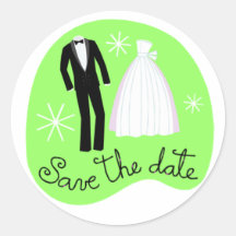 Save the Date Green Sticker