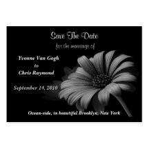 Save The Date Grey Daisy Business Card