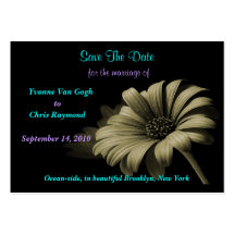 Save The Date Grey Green Daisy Business Cards