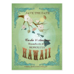 Save The Date - Hawaii Map With Lovely Birds Post Cards
