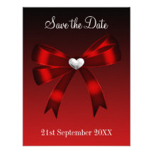 Save the Date Heart Deep Red Silver Black Custom Invites
