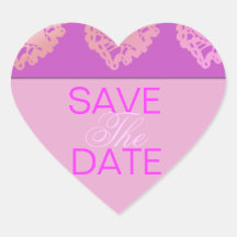 Save the date heart pink stickers