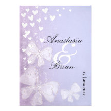 save the date hearts and butterflies custom invitation