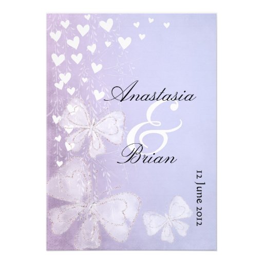 save the date hearts and butterflies custom invitation
