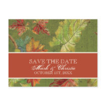 Save the Date Invitation Autumn Grape Leaf Batik Postcards