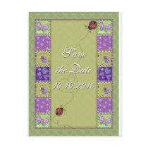 Save the Date - lady bug and butterfly Postcard