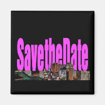 Save the Date Las Vegas Strip Pink Magnet