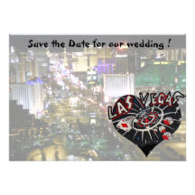 Save the Date Las Vegas Wedding Heart on The Strip Custom Announcements