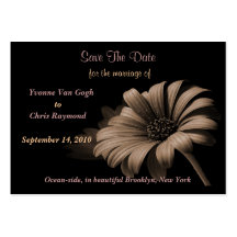 Save The Date Light Cocoa Daisy Business Card Template