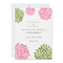Save the Date Linen Pink & Green Flower Blooms