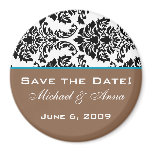 Save The Date Magnet Baroque Brown Aqua Blue