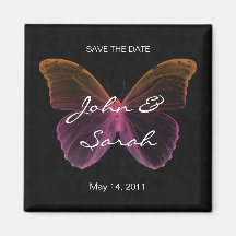 Save the Date Magnet butterfly pink orange black