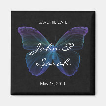 Save the Date Magnet butterfly purple blue black