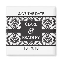 SAVE THE DATE :: magnet :: damask - black