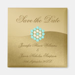 Save the Date Magnet Gold with Pearls & Turquoise