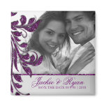 Save the Date Magnet Photo Purple Sparkle