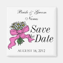 Save the Date Magnet Wedding Daisy Ribbon Clipart