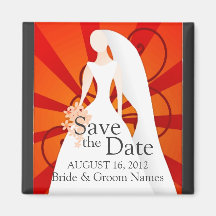 Save the Date Magnets Wedding Bride Red Clipart