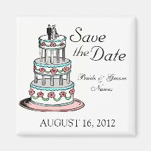 Save the Date Magnets Wedding Cake Couple Clipart