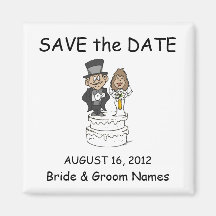 Save the Date Magnets Wedding Cake Couple Clipart