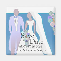 Save the Date Magnets Wedding Couple Blue Clipart