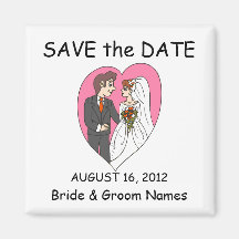 Save the Date Magnets Wedding Heart Couple Clipart