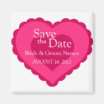 Save the Date Magnets Wedding Pink Heart Clipart
