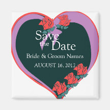 Save the Date Magnets Wedding Purple Heart Clipart