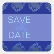Save the date modern blue square sticker
