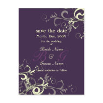 Save the Date, monogram cream swirls/DIY colour!