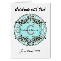 Save the Date Monogram Letter C Custom Notecard