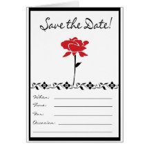 Save the Date Note Card - Red Rose