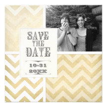 Save the Date - Ombre Chevron Stripe Zig Zag Photo Custom Announcement