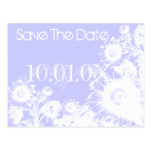 Save The Date -Periwinkle Blue  Vintage Flowers Post Card