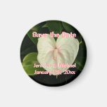 Save the Date Personalized Tropical White Flower Refrigerator Magnet