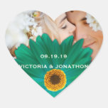Save the Date Photo Emerald Gerber Daisy Wedding Stickers
