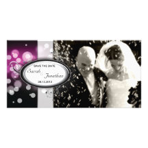Save the Date Photo Wedding Card Pink Bright Light Personalized Photo Card