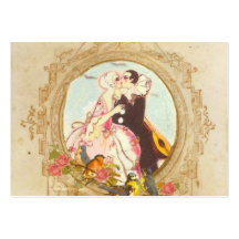 Save the Date Pierrot and Columbine Business Card