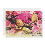 Save the Date - Pink Floral Blooms and Birdies invitations