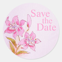 Save the Date Pink Lilly Wedding Sticker