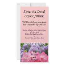 Save the Date! Pink Rhodies Flowers Invitations