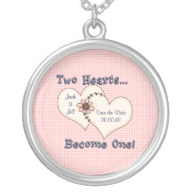 Save the Date Pink Round Sterling Silver Necklace
