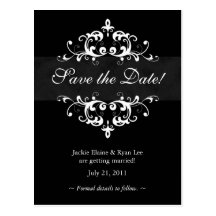 Save the Date Postcard Black White Embellishment