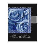 Save the Date Postcard BLUE Roses