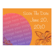 SAVE THE DATE POSTCARD - Orange Flowers postcards