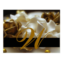 Save the Date Postcards Gold and Cream Monogram