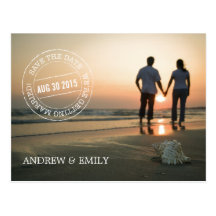 Save the Date Postmark Circle Photo Postcard