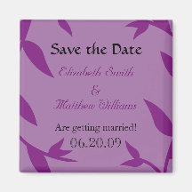 Save the Date Purple 2 Vines Magnet