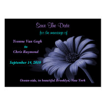 Save The Date Purple Grey Daisy Business Card
